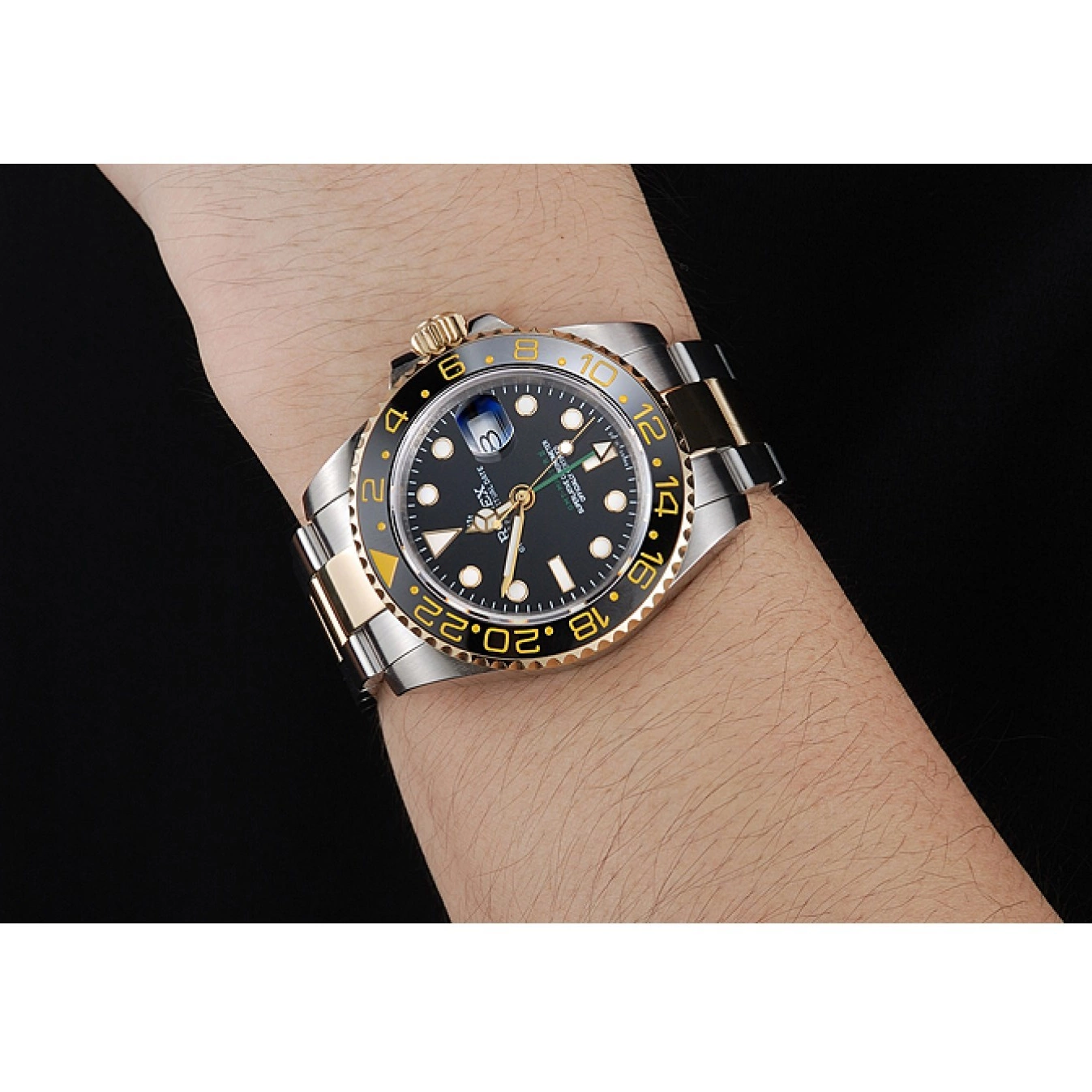Aaa replica watch Rolex Swiss Black Dial Master Black Bezel 80295 GMT 0725
